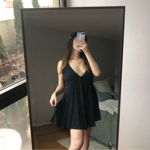 Black Flowy Lace Mini Dress